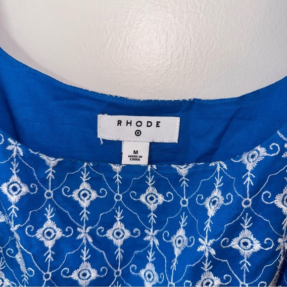 Rhode x Target | Blue Babydoll Eyelet Balloon Puff Sleeve Mini Dress - Picture 5 of 6